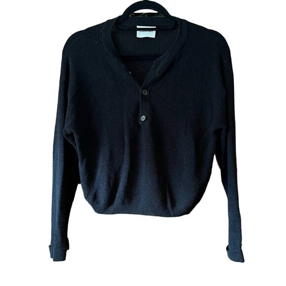 Callahan Knitwear Women's Button Up Linen Blend Sweater Long Sleeve Black Size S - Picture 1 of 8